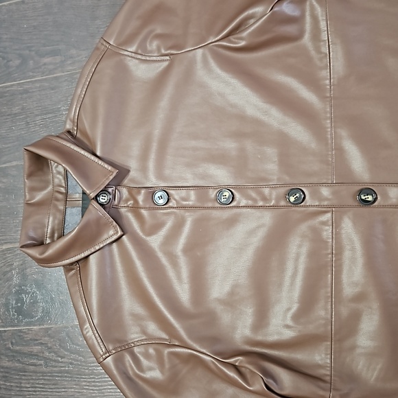 Sanctuary Brown Faux Leather Shirt Jacket Shacket, Small - Picture 6 of 14